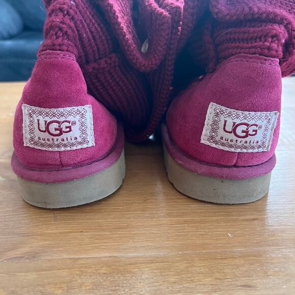 UGG Australia Knit Button Boots - Women’s Size 8 Burgundy Boho - Picture 5 of 7